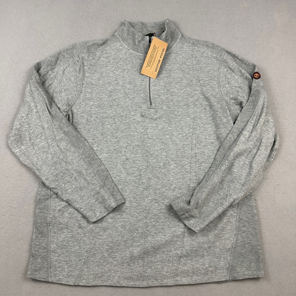 Vintage Timberland Sweater Men XL Grey 1/4 Zip Pullover 2003 Y2K Deadstock